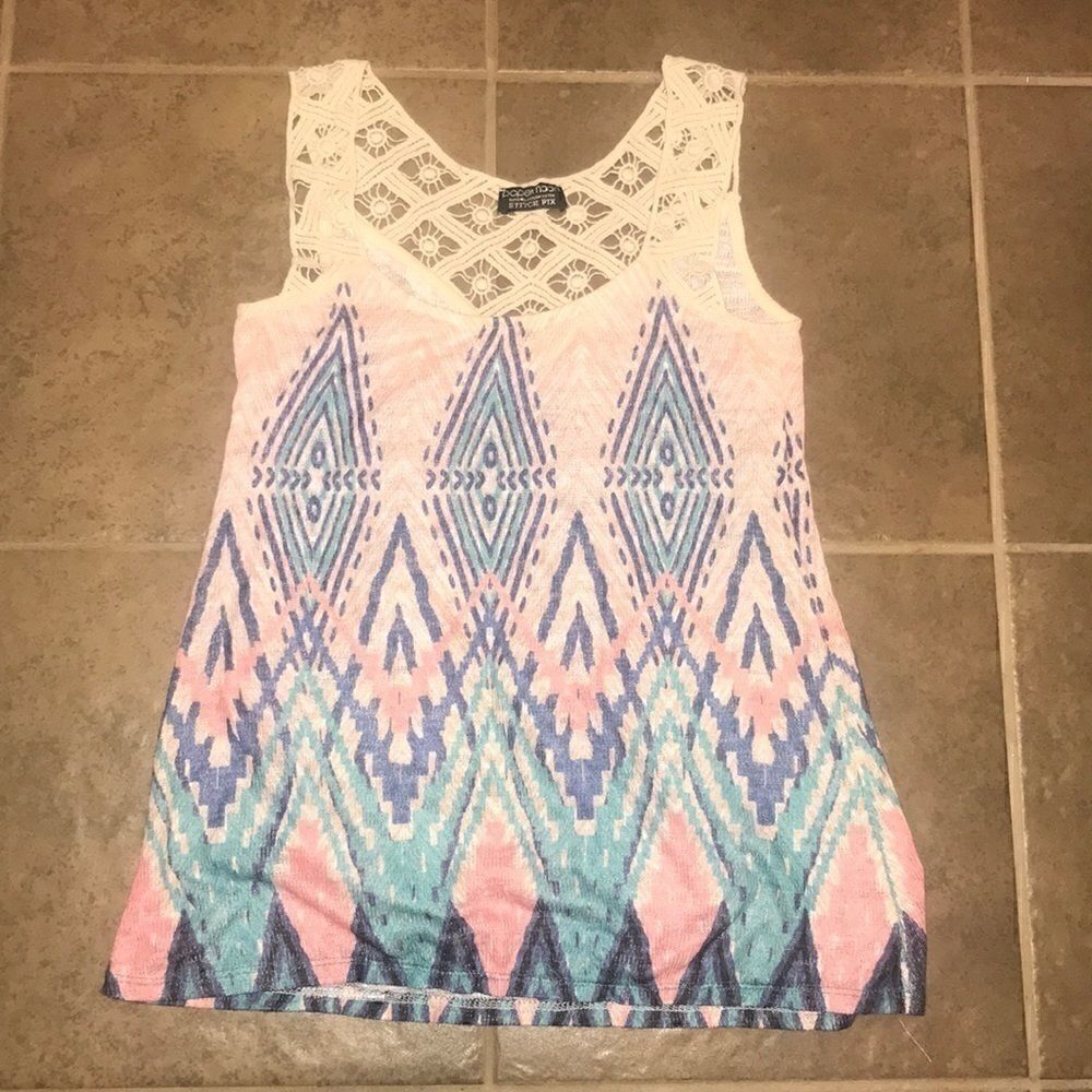 🏝 Stitchfix Papermoon Crochet Strap Tribal Tank
